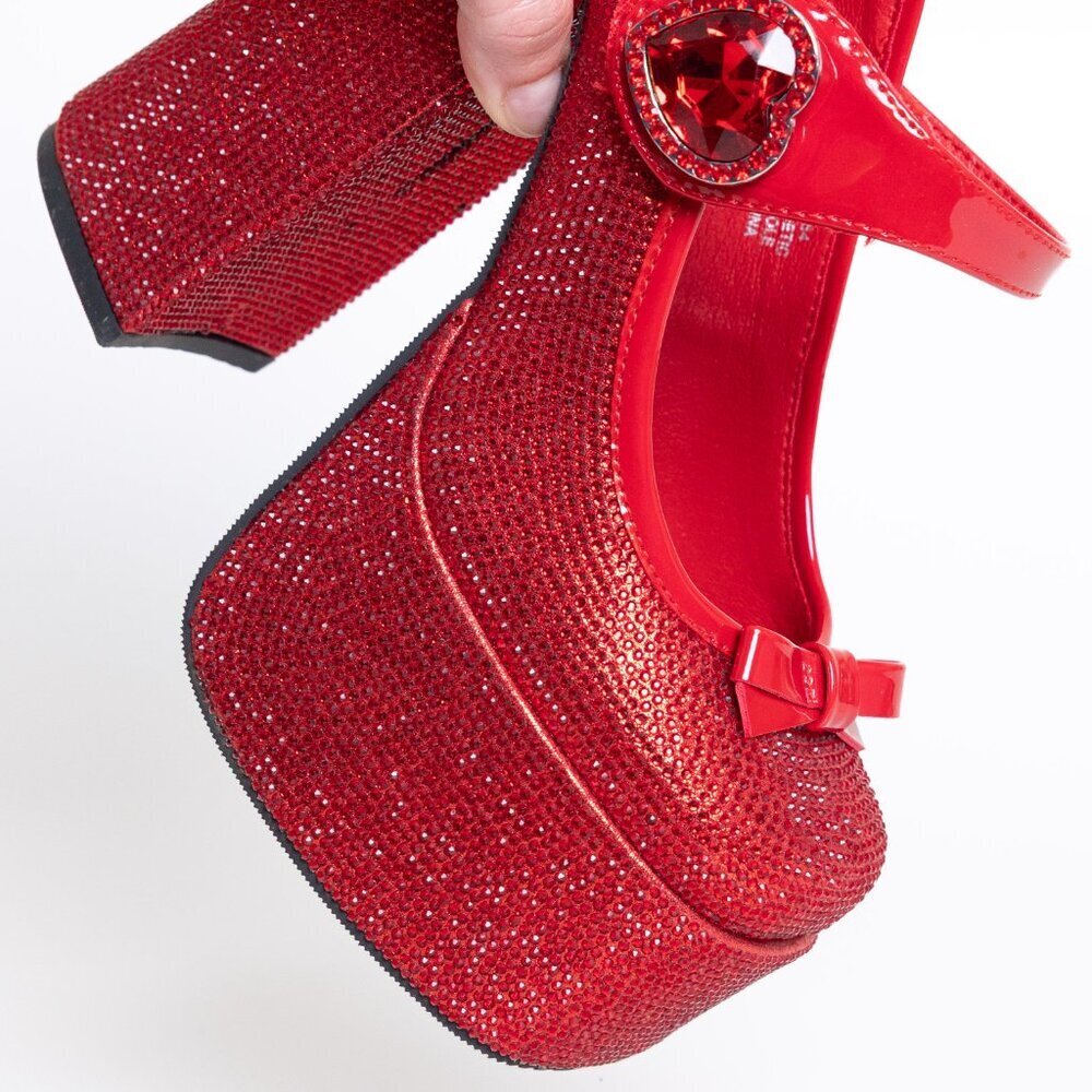 Dolls Kill Red Glitter Platform Mary Jane Heels - Picture 10 of 16